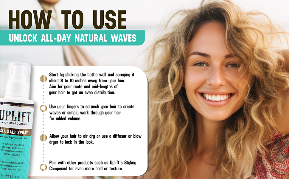  Sea Salt Spray for Hair Men & Women - Beach Waves